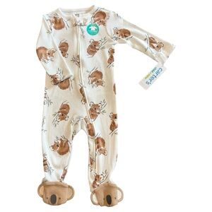 NWT NEW! Carter's White & Tan Koala Print Baby One Piece Footie Sleeper 3-6 mo